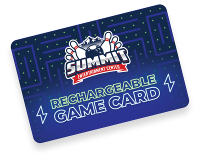 Rechargeable game card with Summit Entertainment Center logo on it